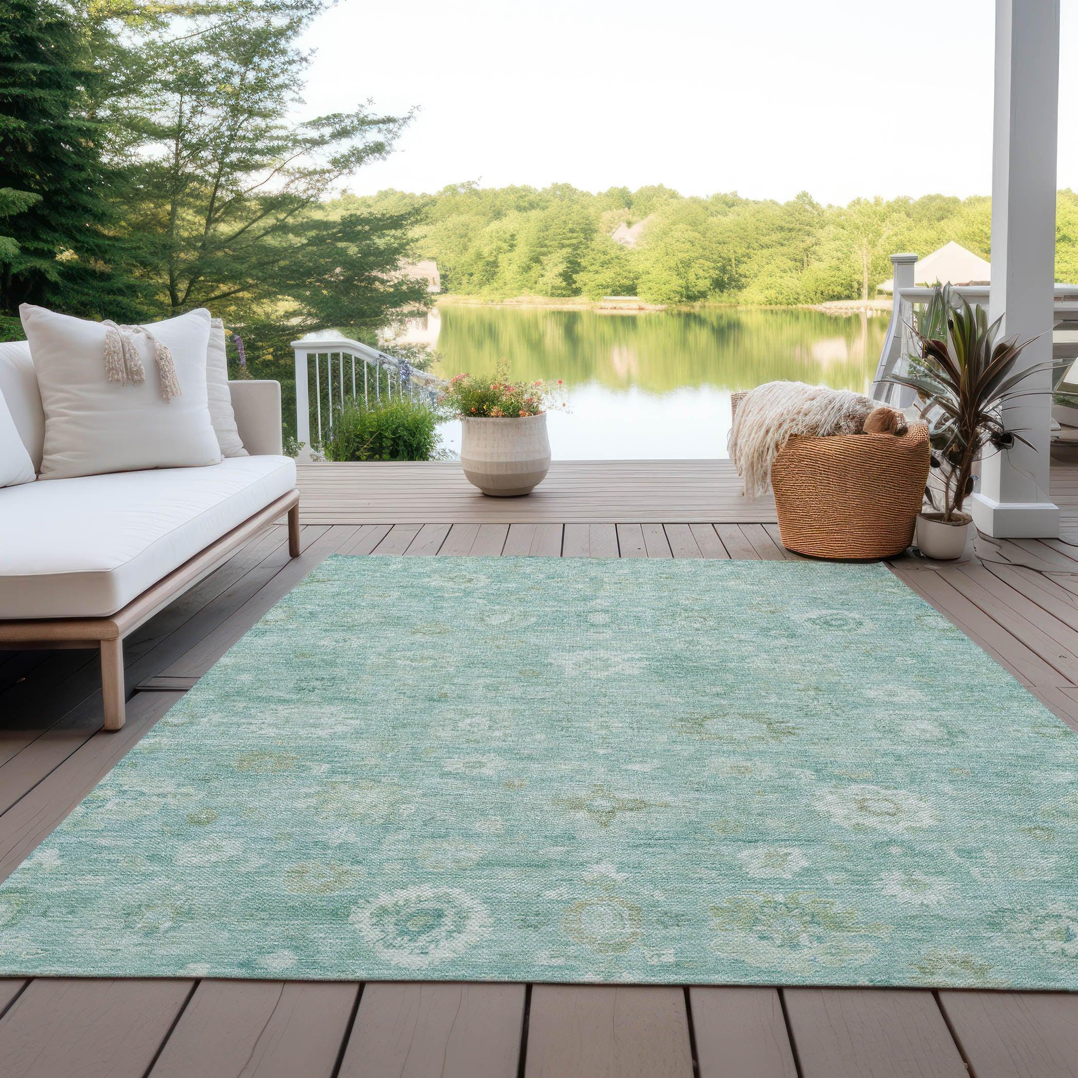 Addison Rugs Laeara Teal Washable Indoor-Outdoor Rug