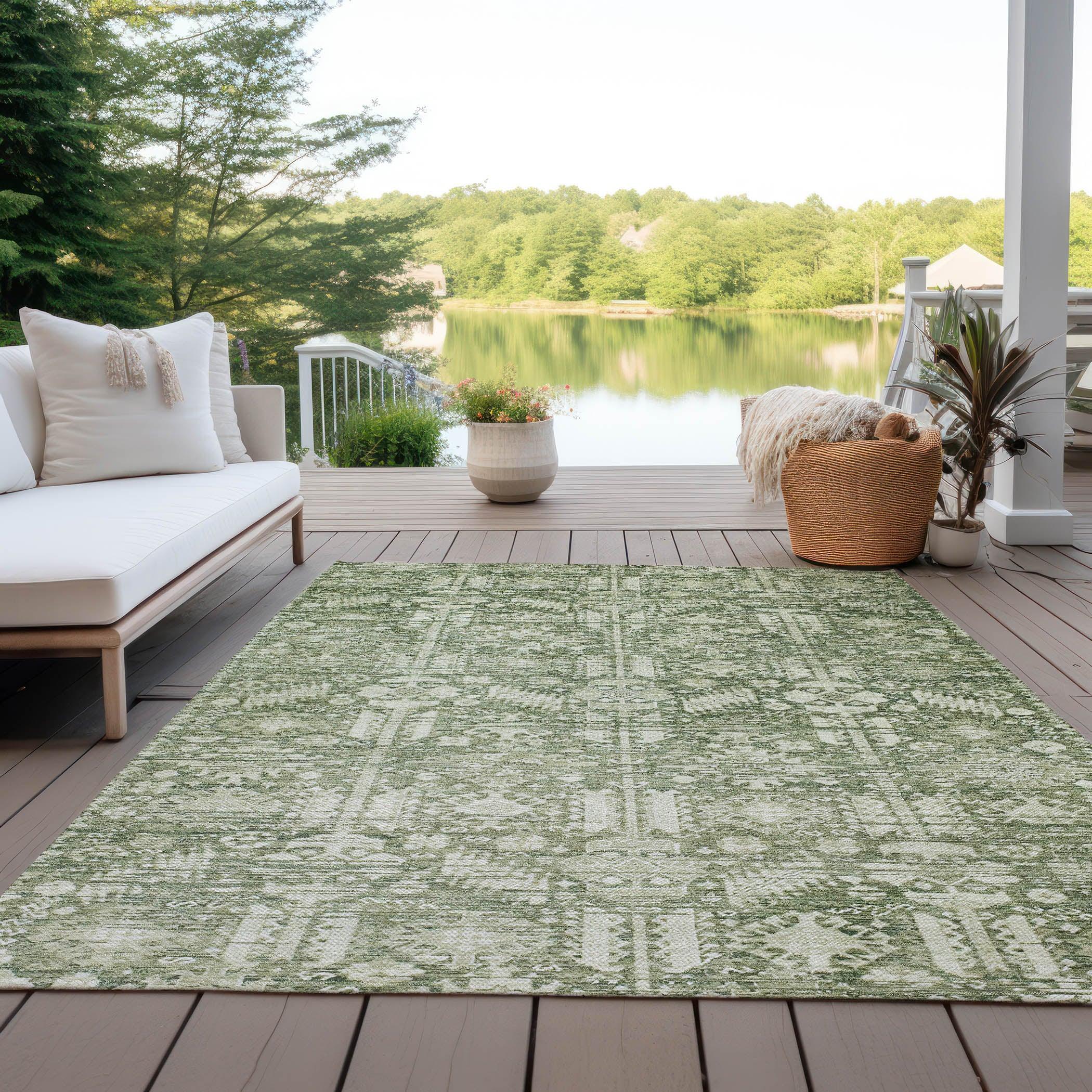 Addison Rugs Laearis Green Washable Indoor-Outdoor Rug