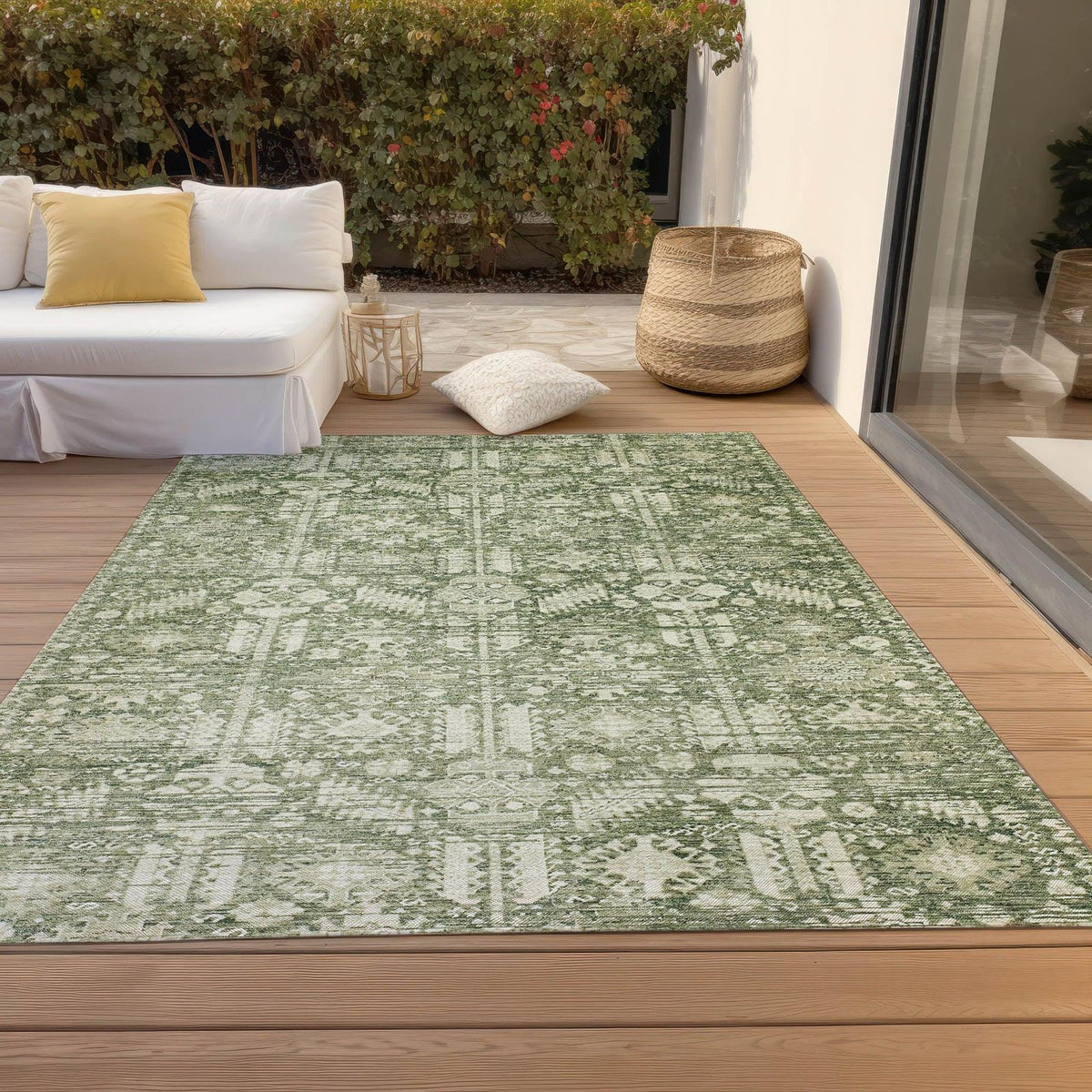 Addison Rugs Laearis Green Washable Indoor-Outdoor Rug