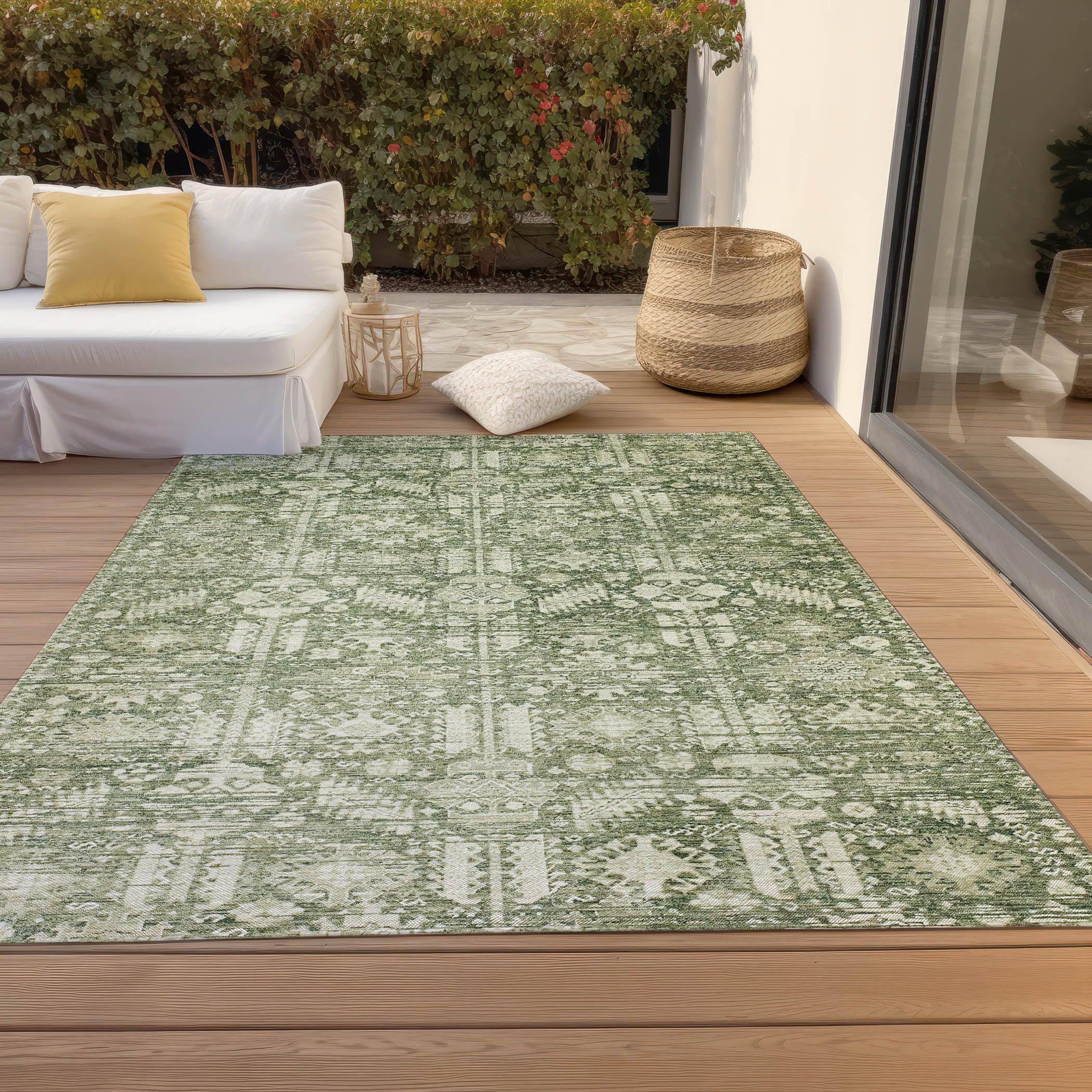 Addison Rugs Laearis Green Washable Indoor-Outdoor Rug