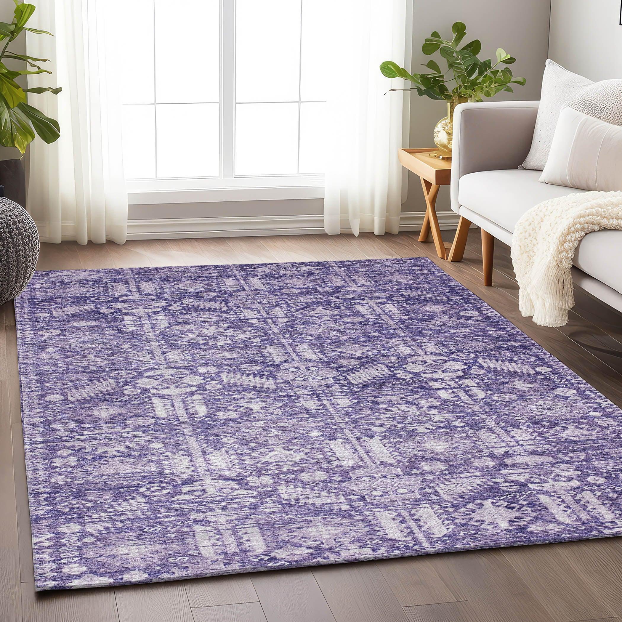 Addison Rugs Laearis Purple Washable Indoor-Outdoor Rug