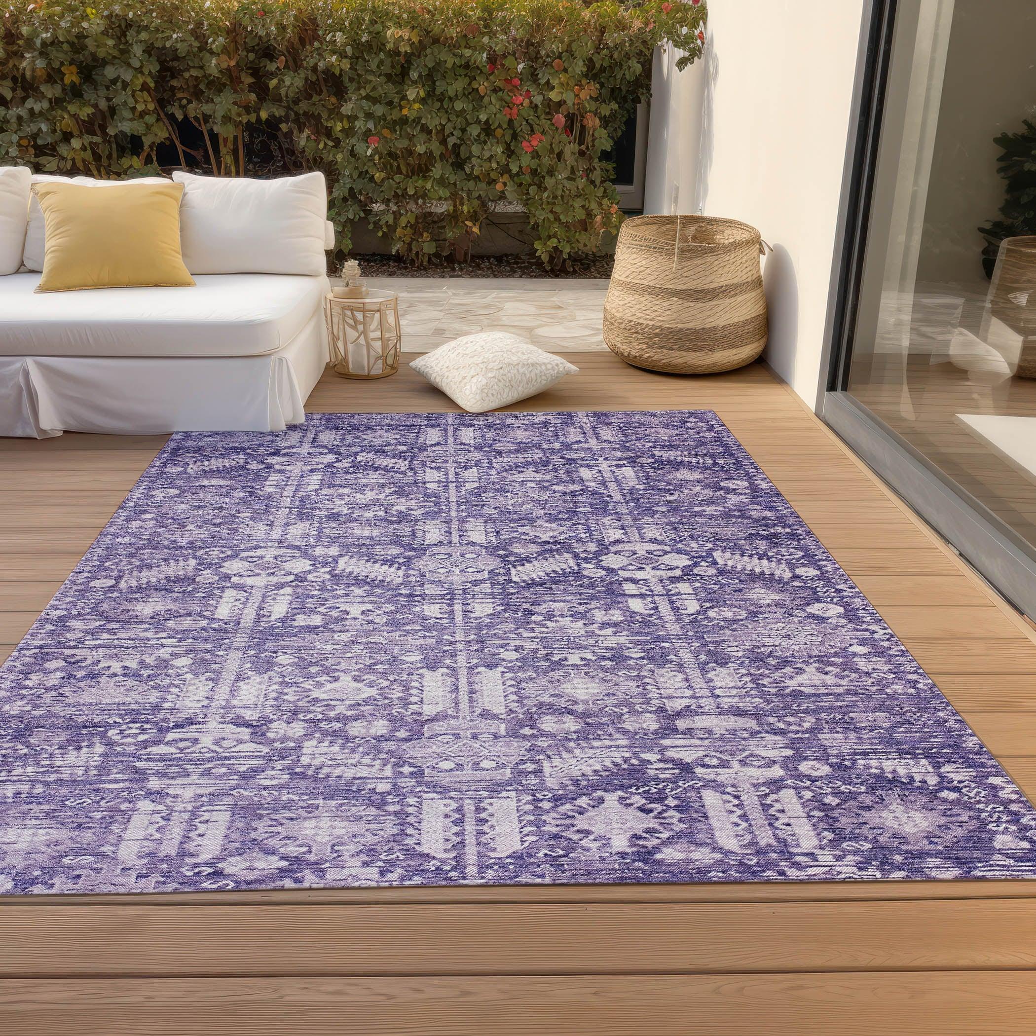 Addison Rugs Laearis Purple Washable Indoor-Outdoor Rug