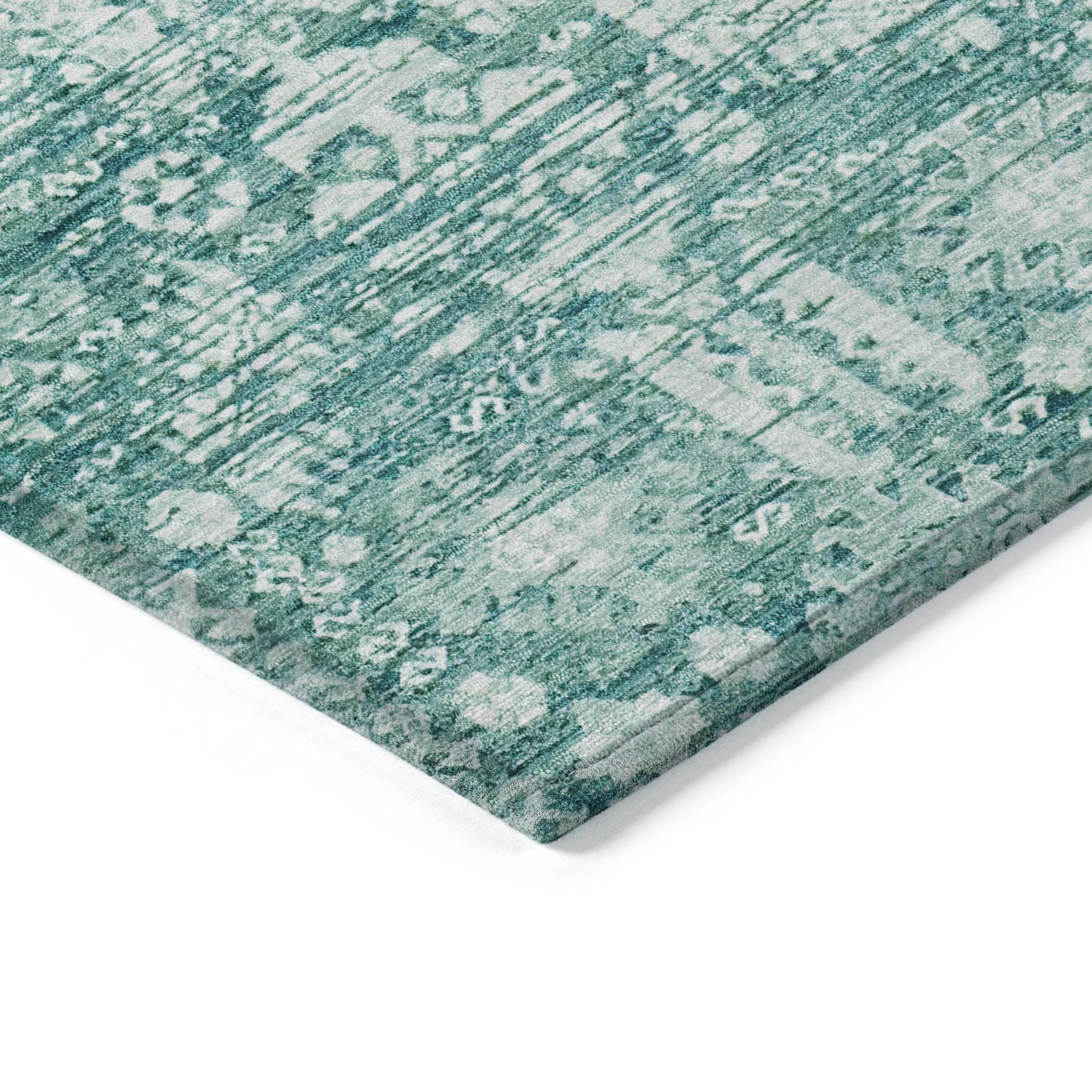 Addison Rugs Laearis Teal Washable Indoor-Outdoor Rug