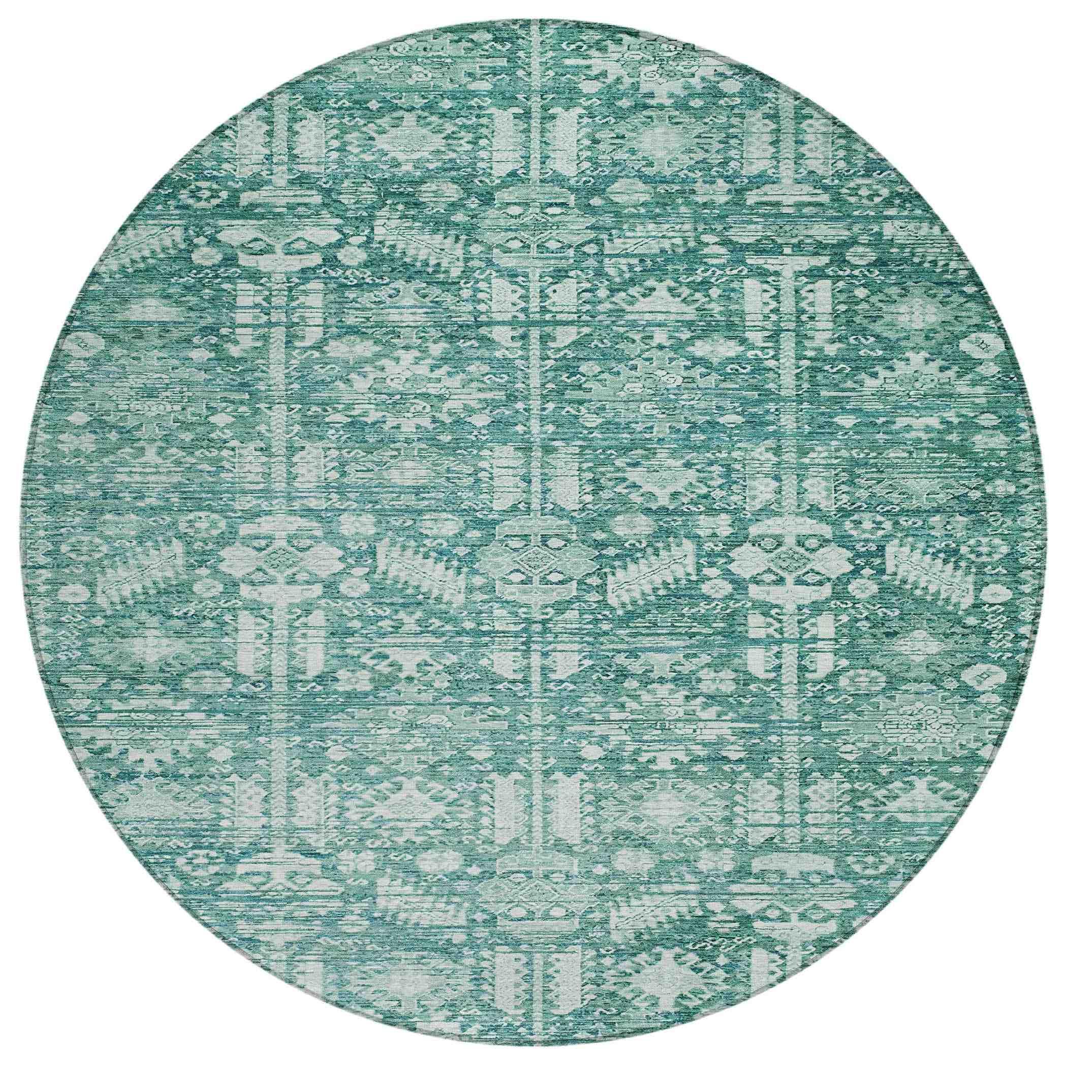 Addison Rugs Laearis Teal Washable Indoor-Outdoor Rug