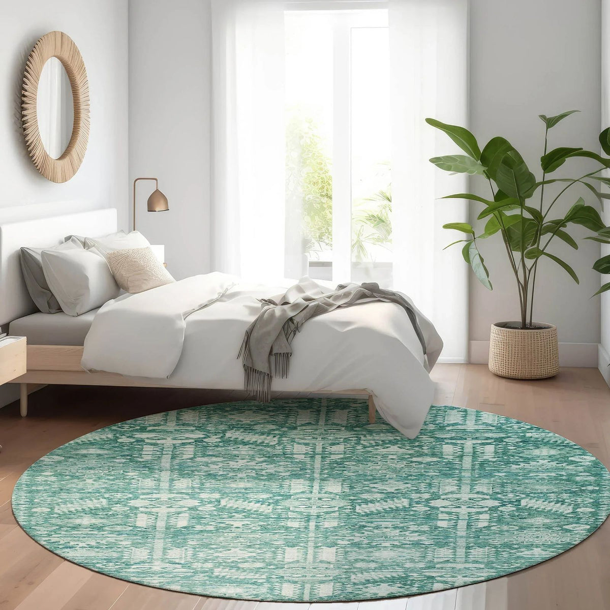 Addison Rugs Laearis Teal Washable Indoor-Outdoor Rug