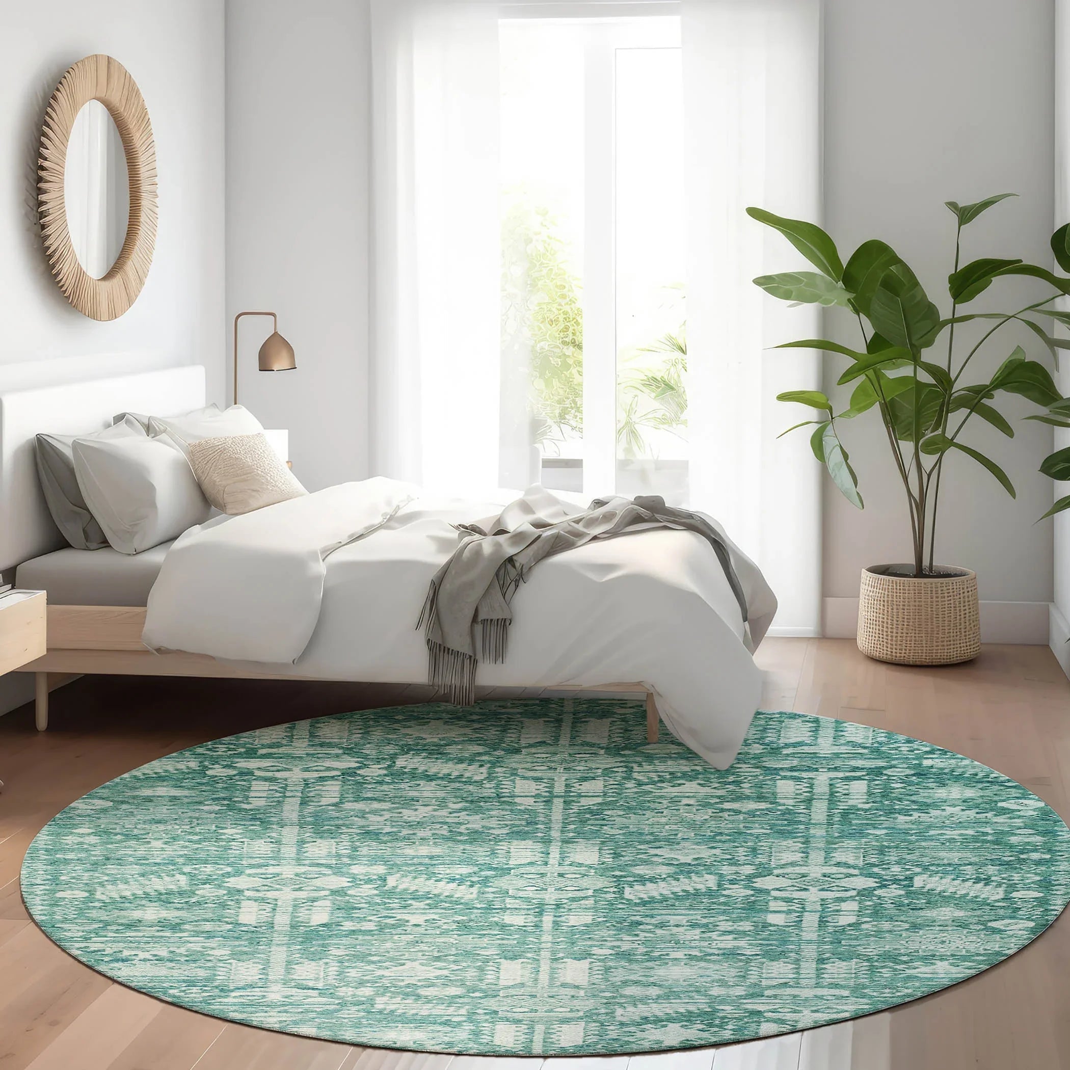 Addison Rugs Laearis Teal Washable Indoor-Outdoor Rug