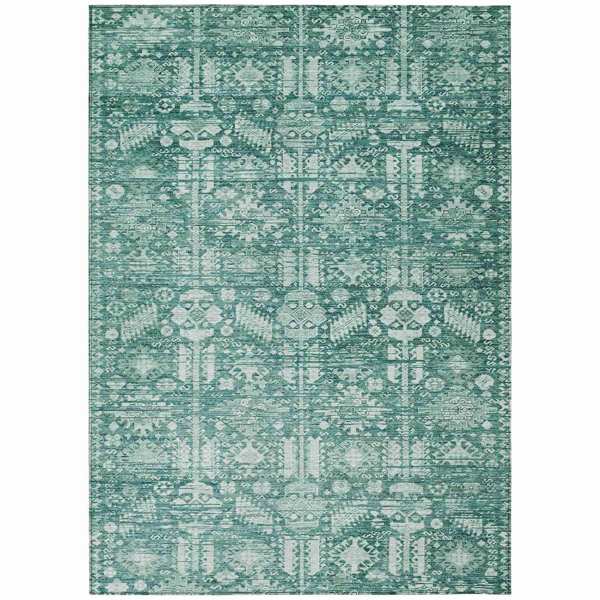 Addison Rugs Laearis Teal Washable Indoor-Outdoor Rug