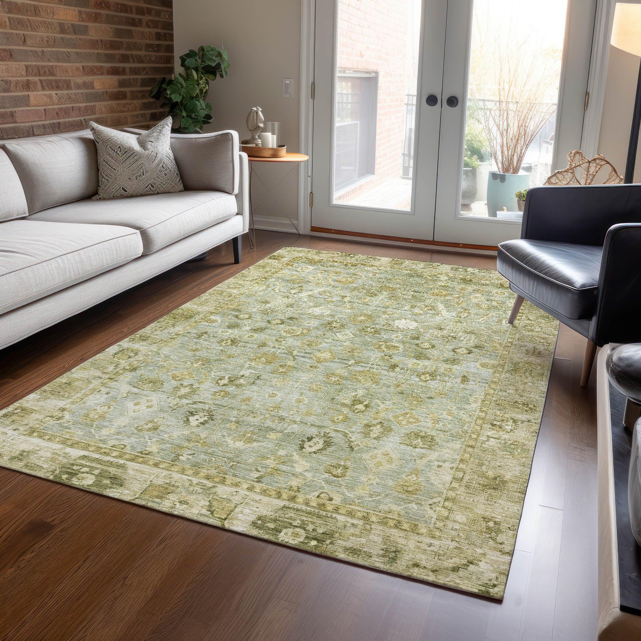 Addison Rugs Laeel Green Washable Indoor-Outdoor Rug
