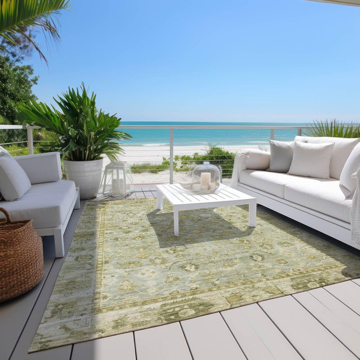 Addison Rugs Laeel Green Washable Indoor-Outdoor Rug