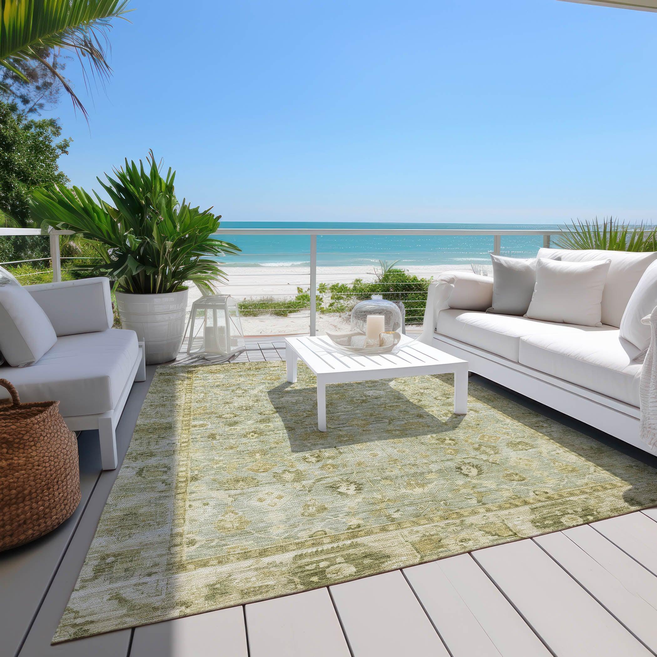 Addison Rugs Laeel Green Washable Indoor-Outdoor Rug