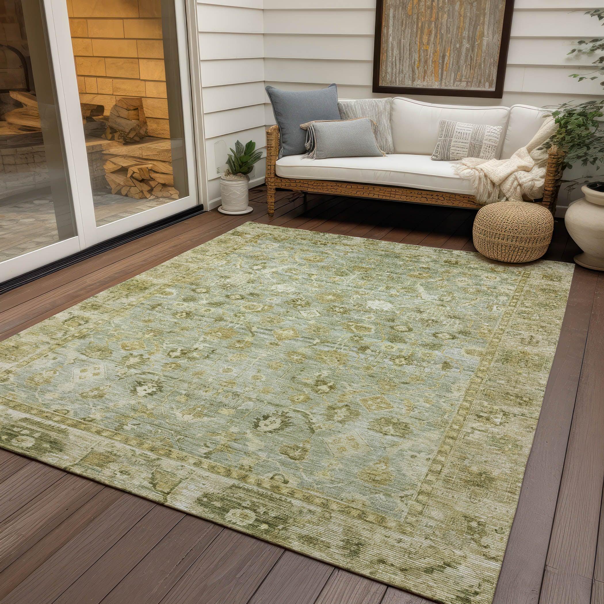 Addison Rugs Laeel Green Washable Indoor-Outdoor Rug