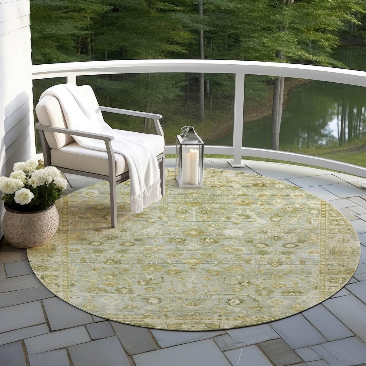 Addison Rugs Laeel Green Washable Indoor-Outdoor Rug