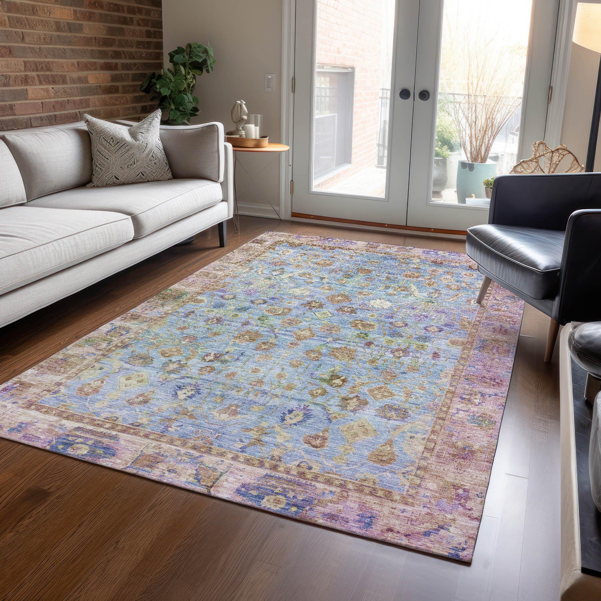 Addison Rugs Laeel Seafoam Washable Indoor-Outdoor Rug