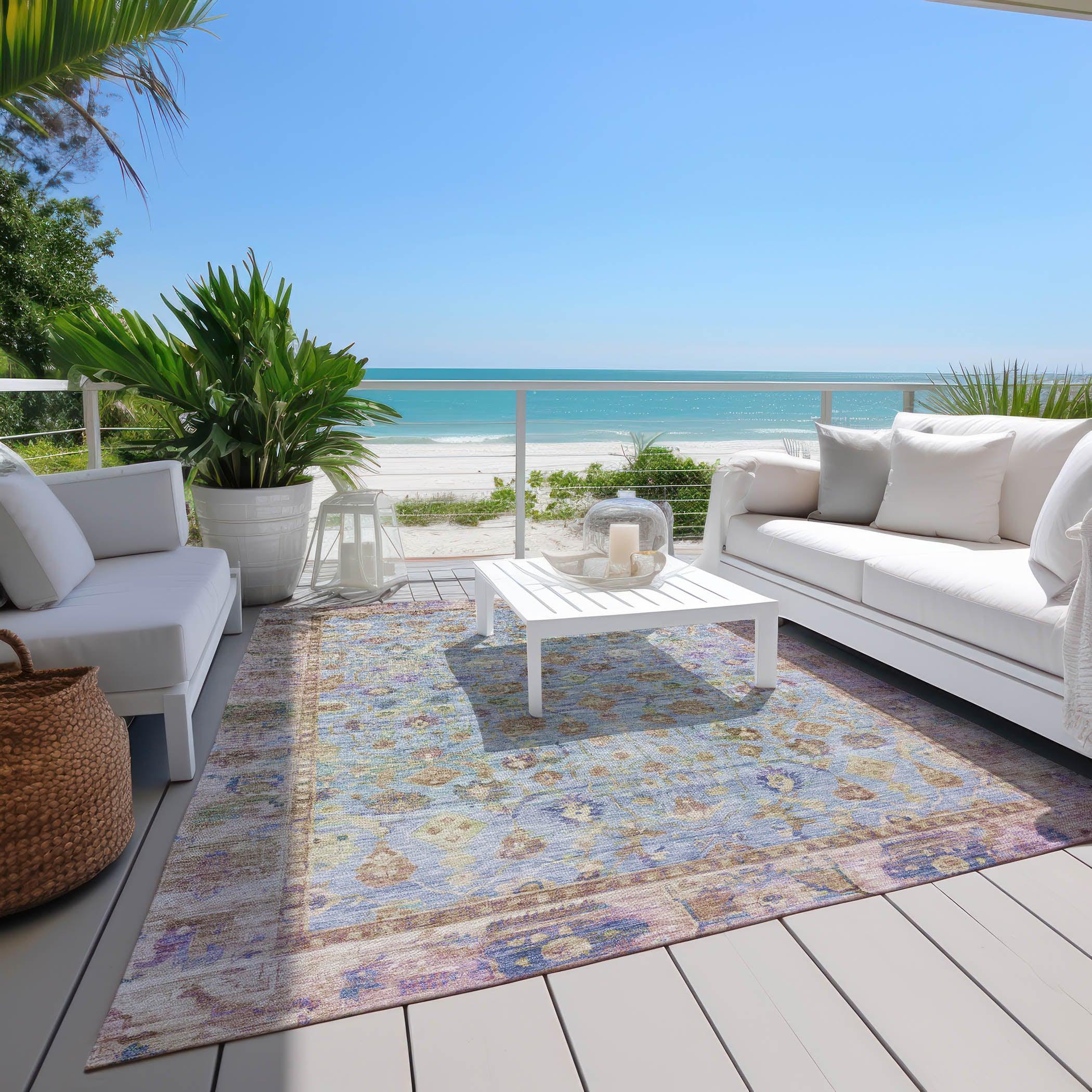 Addison Rugs Laeel Seafoam Washable Indoor-Outdoor Rug
