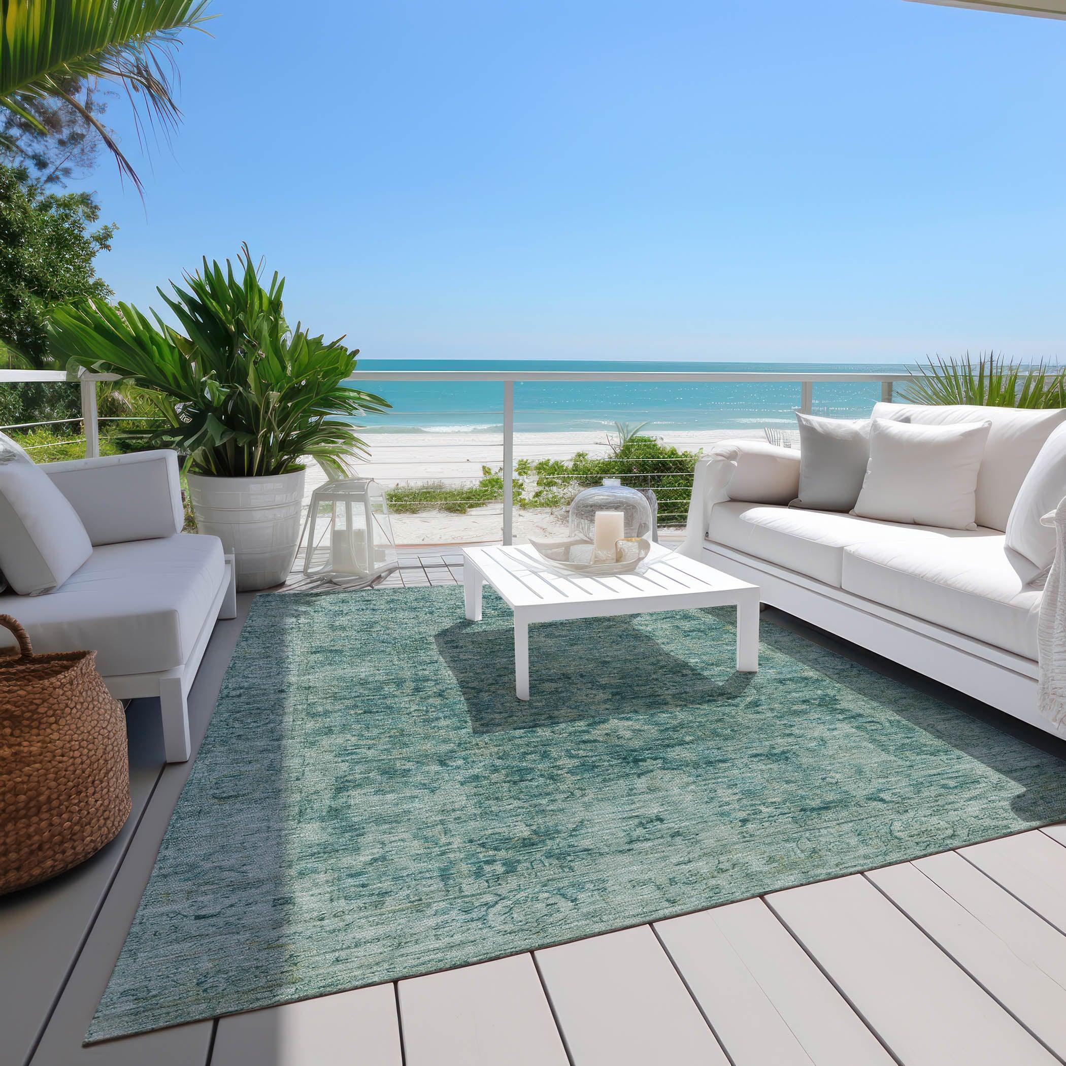 Addison Rugs Laeon Teal Washable Indoor-Outdoor Rug