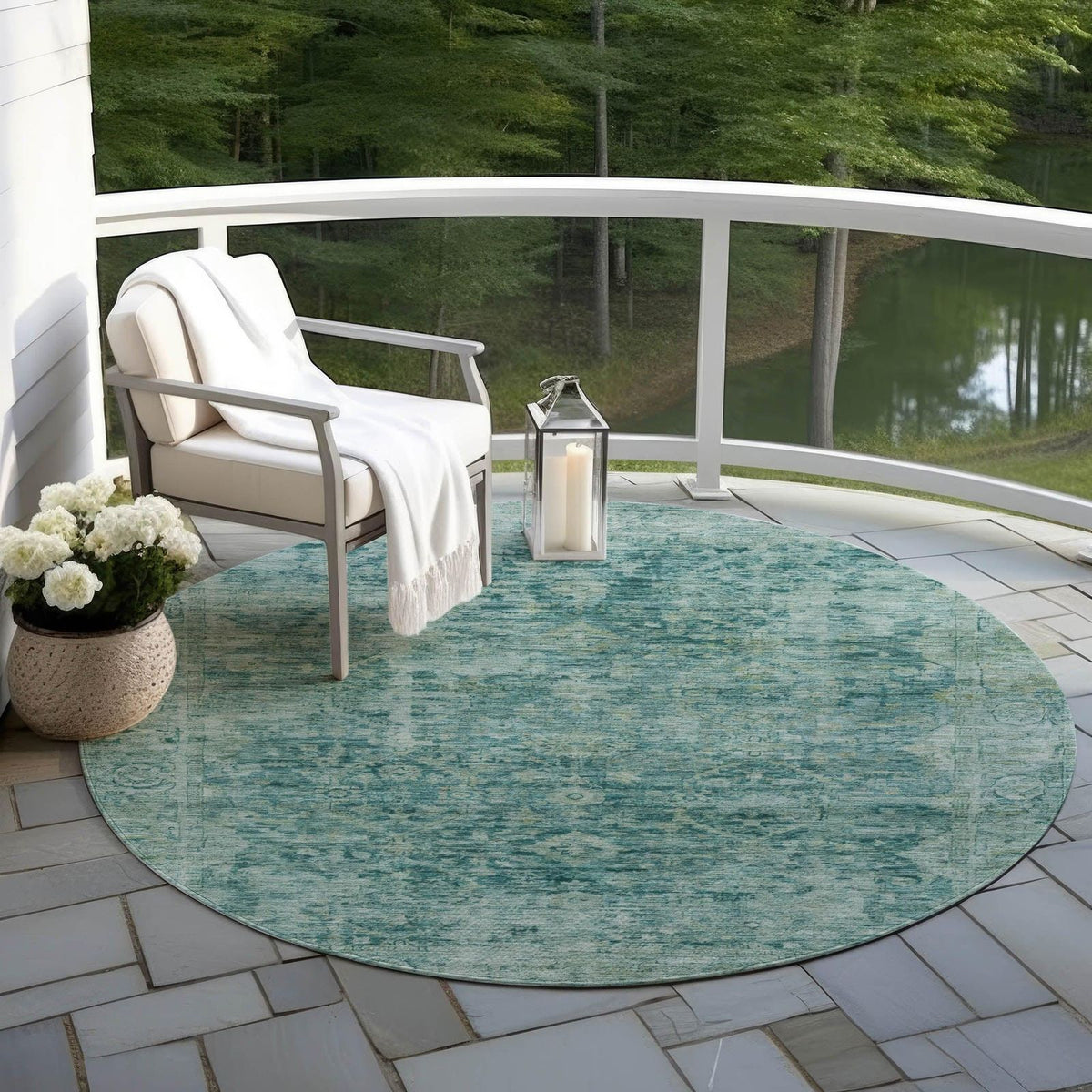 Addison Rugs Laeon Teal Washable Indoor-Outdoor Rug