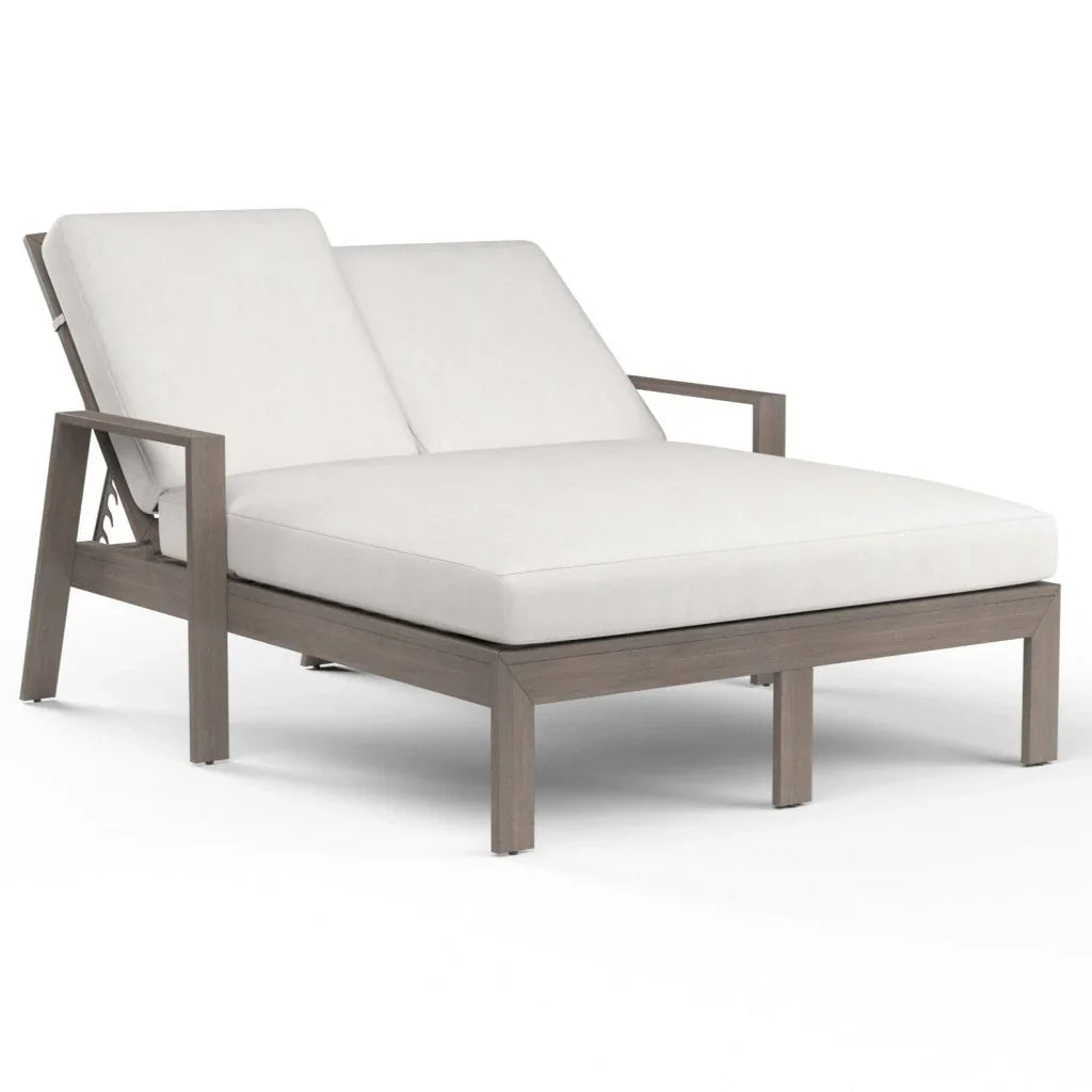 Laguna Sunbrella Outdoor Double Chaise Lounge-Outdoor Chaises-Sunset West-Canvas Flax-LOOMLAN