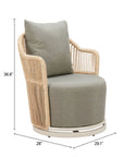 Zuo Modern Lanai Olefin Fabric Swivel Outdoor Accent Chair