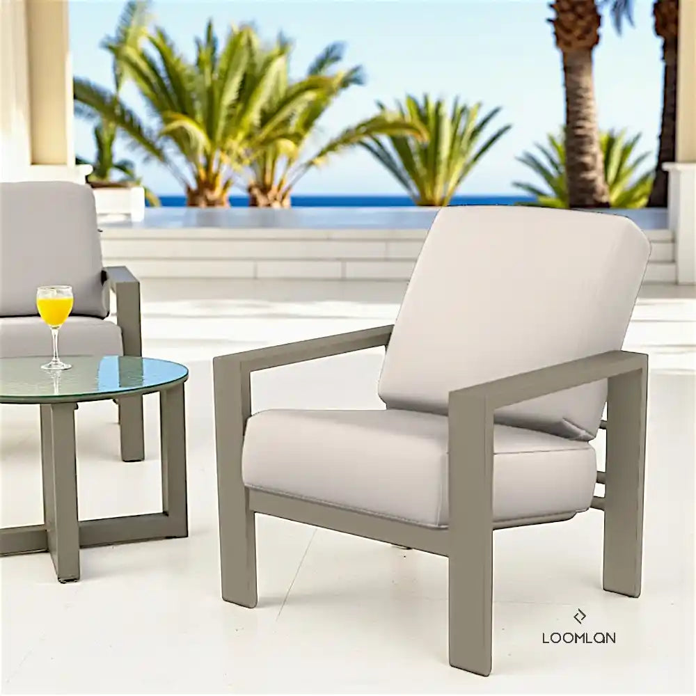 Telescope Larssen Deep Seat Cushion Arm Chair with Fire Table 5PC Set