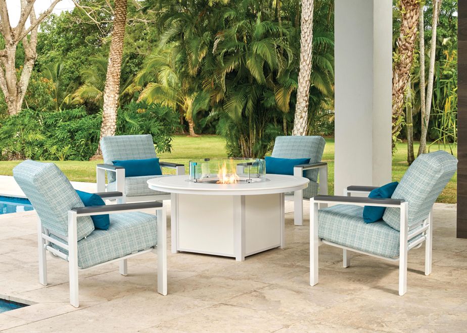 Telescope Larssen Deep Seat Cushion Arm Chair with Fire Table 5PC Set