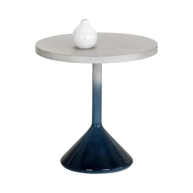 SUNPAN Laszilo End Table Concrete Grey  Blue Base