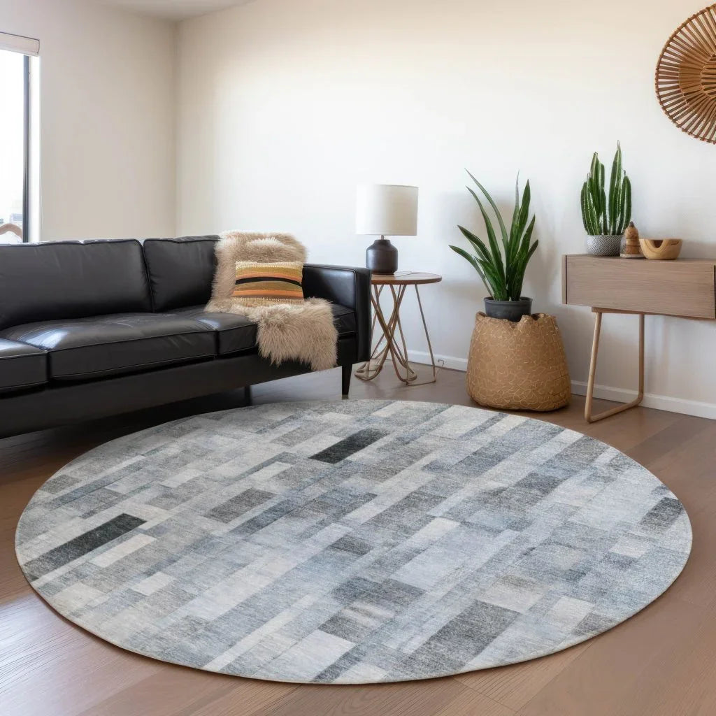 LOOMLAN Rugs Laventhia Blue Washable Indoor-Outdoor Rug