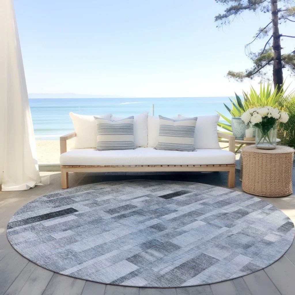 LOOMLAN Rugs Laventhia Blue Washable Indoor-Outdoor Rug