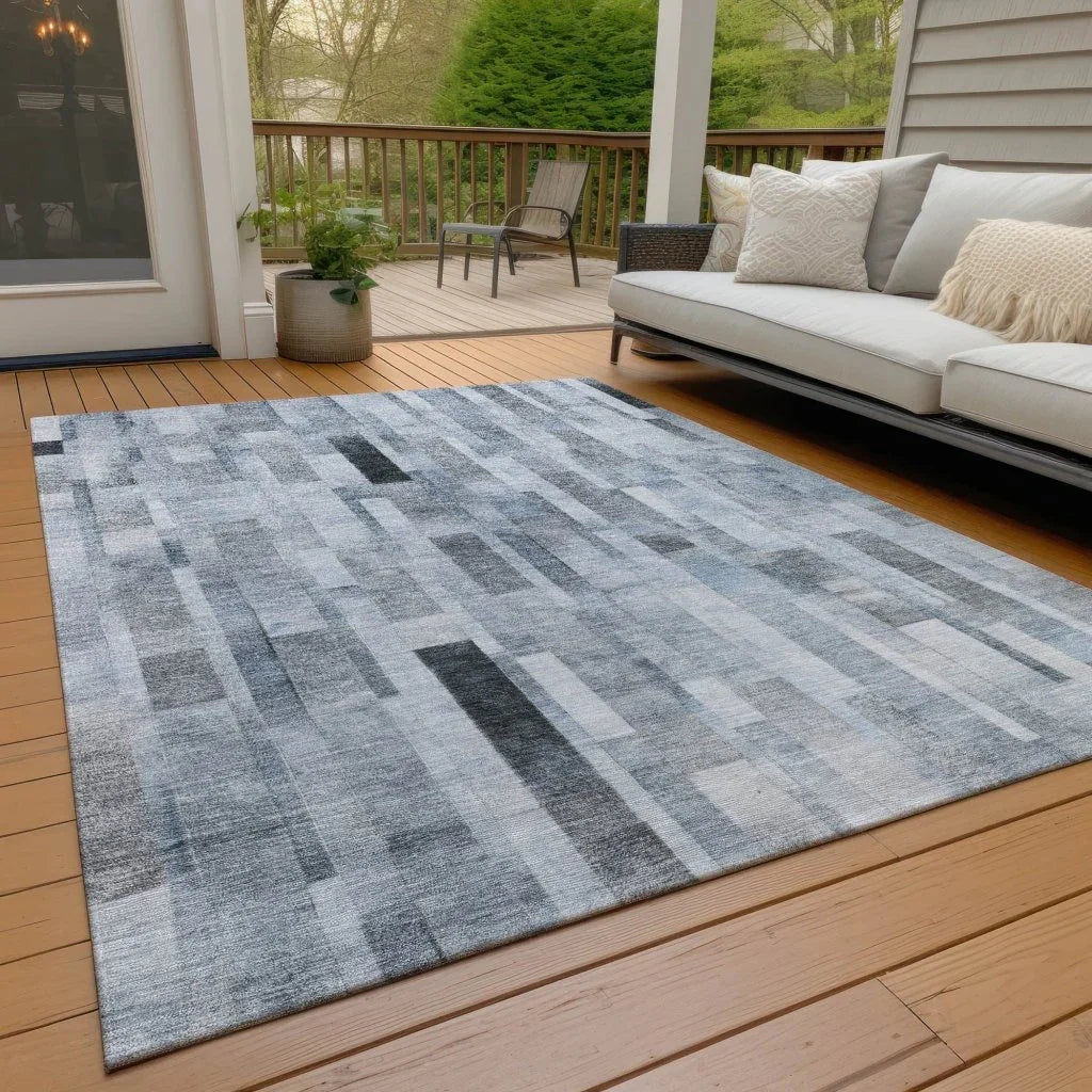 LOOMLAN Rugs Laventhia Blue Washable Indoor-Outdoor Rug