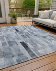 LOOMLAN Rugs Laventhia Blue Washable Indoor-Outdoor Rug