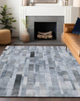 LOOMLAN Rugs Laventhia Blue Washable Indoor-Outdoor Rug