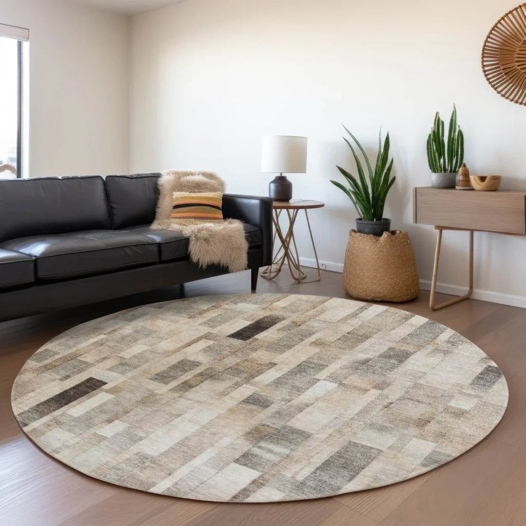 LOOMLAN Rugs Laventhia Brown Washable Indoor-Outdoor Rug