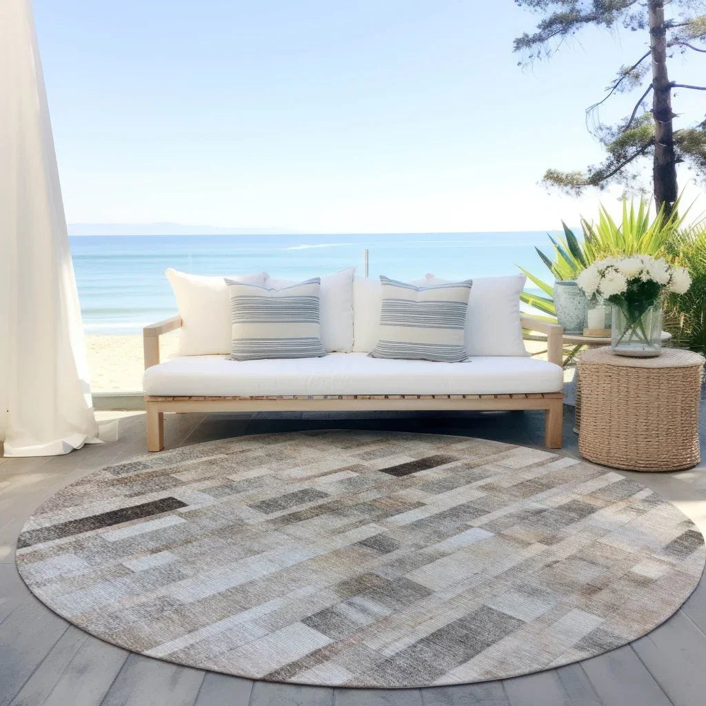 LOOMLAN Rugs Laventhia Brown Washable Indoor-Outdoor Rug
