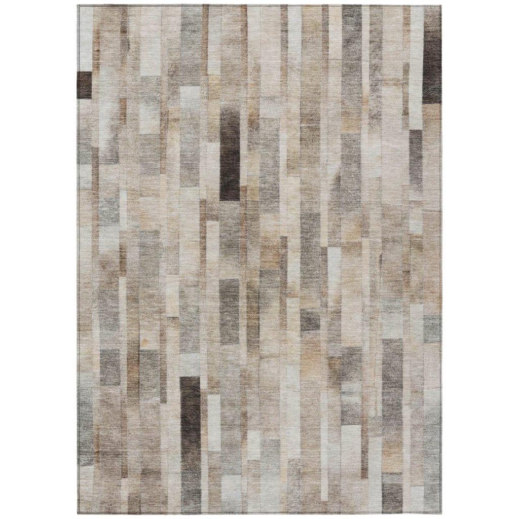 LOOMLAN Rugs Laventhia Brown Washable Indoor-Outdoor Rug