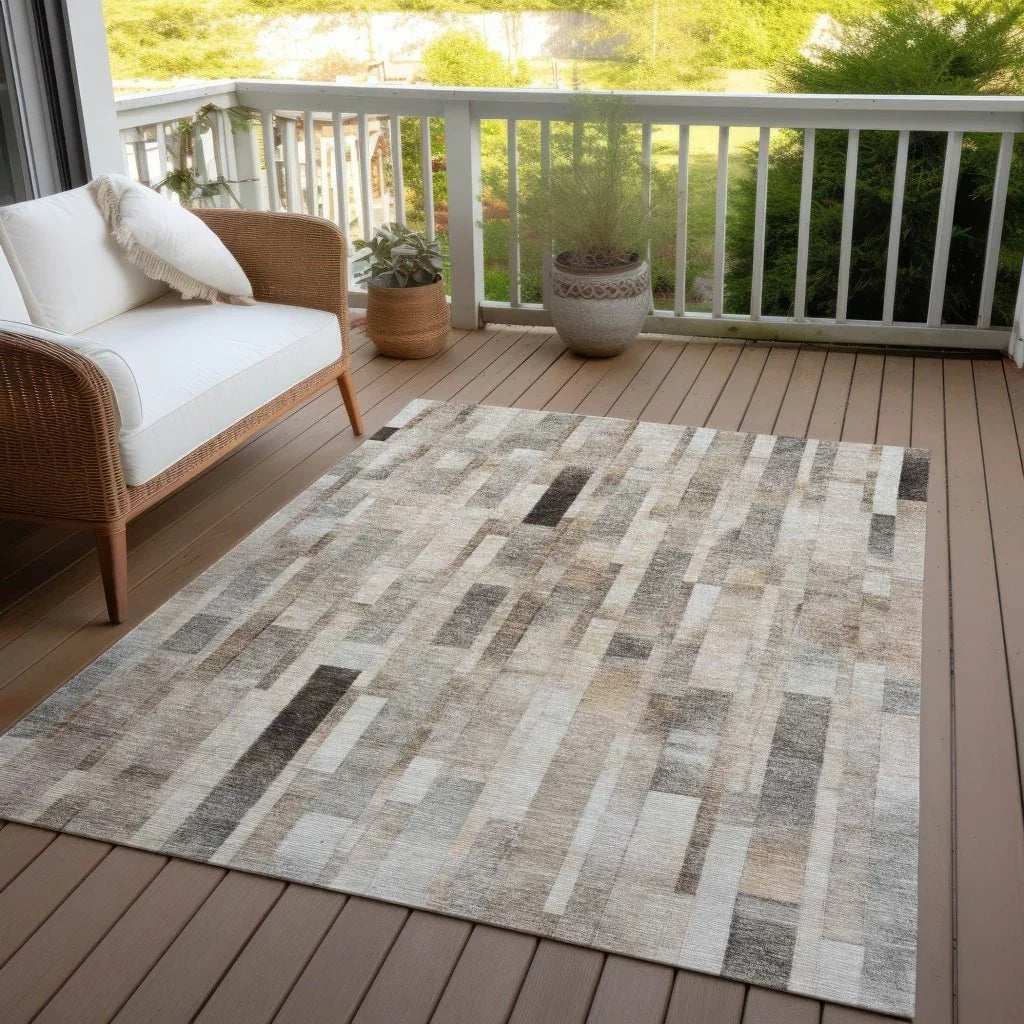 LOOMLAN Rugs Laventhia Brown Washable Indoor-Outdoor Rug