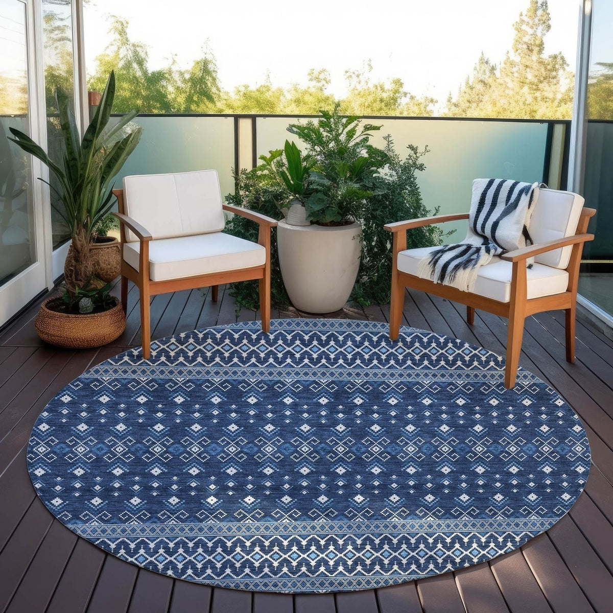 Addison Rugs Lazy Rivers Blue Washable Indoor-Outdoor Rug