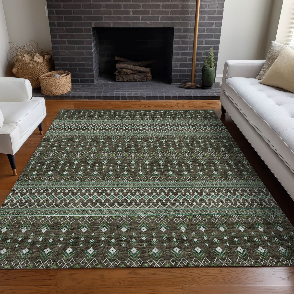 Addison Rugs Lazy Rivers Brown Washable Indoor-Outdoor Rug