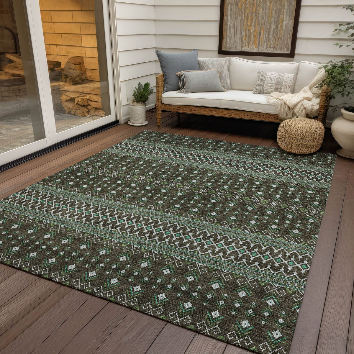 Addison Rugs Lazy Rivers Brown Washable Indoor-Outdoor Rug