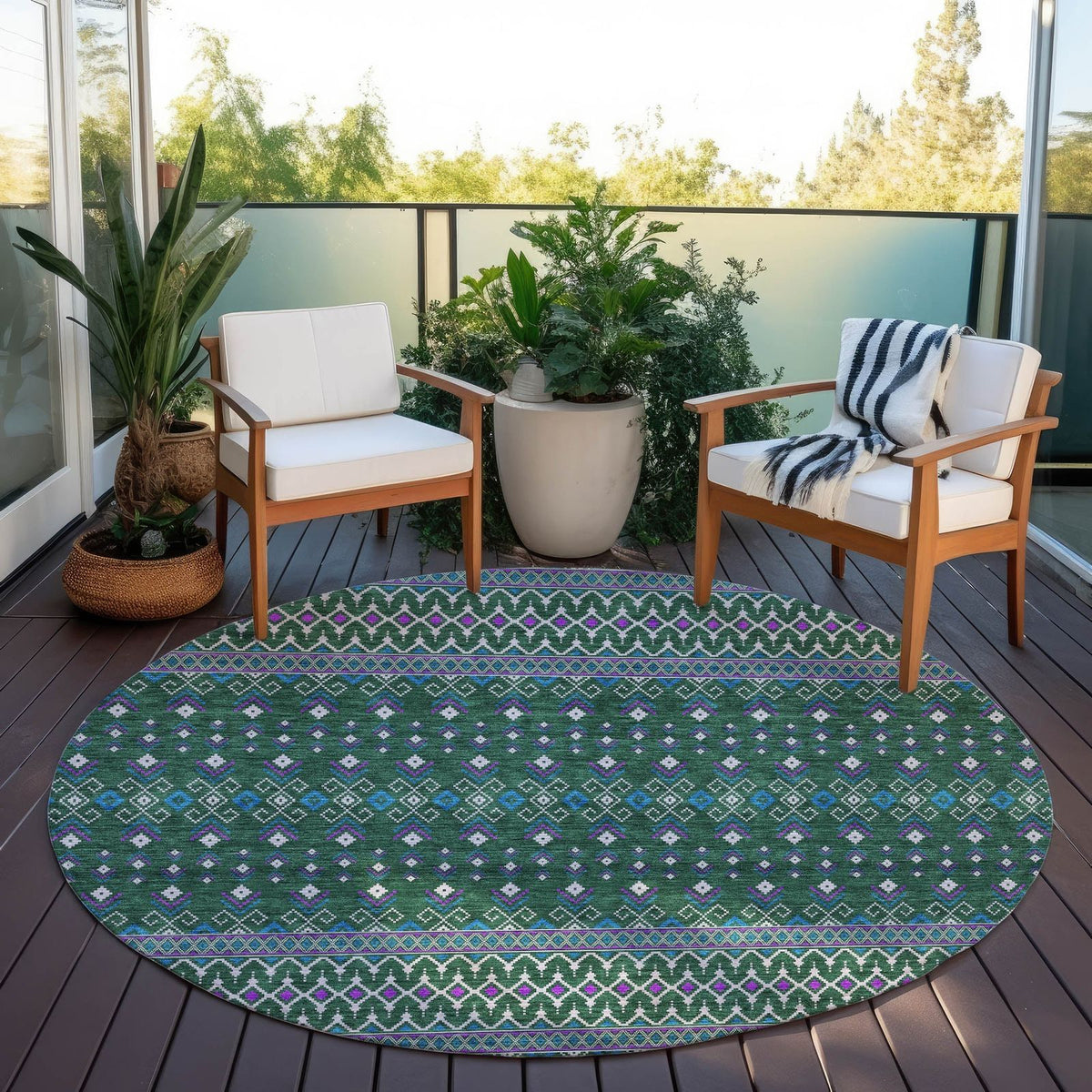 Addison Rugs Lazy Rivers Green Washable Indoor-Outdoor Rug