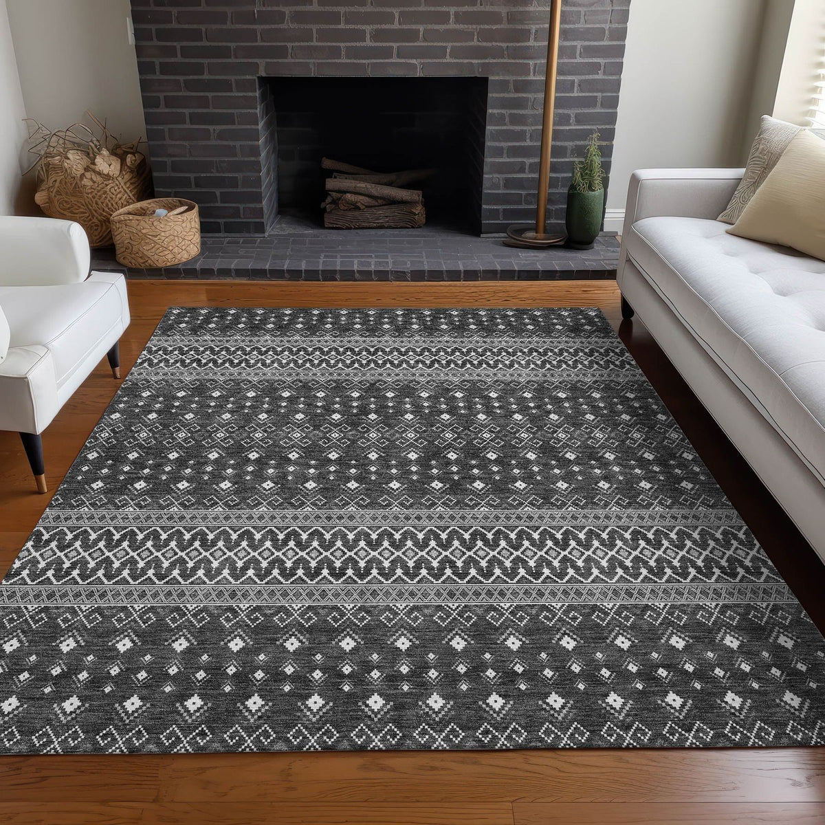 Addison Rugs Lazy Rivers Grey Washable Indoor-Outdoor Rug