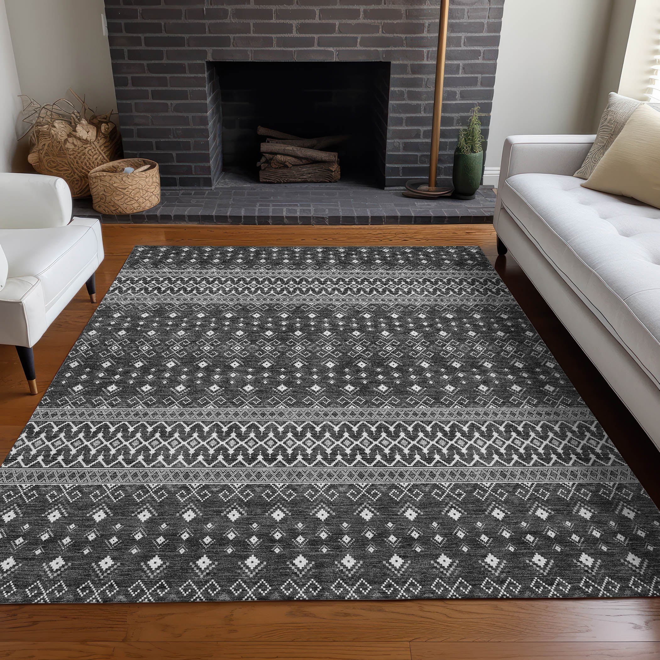 Addison Rugs Lazy Rivers Grey Washable Indoor-Outdoor Rug