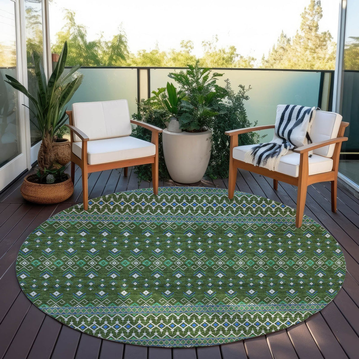 Addison Rugs Lazy Rivers Olive Washable Indoor-Outdoor Rug