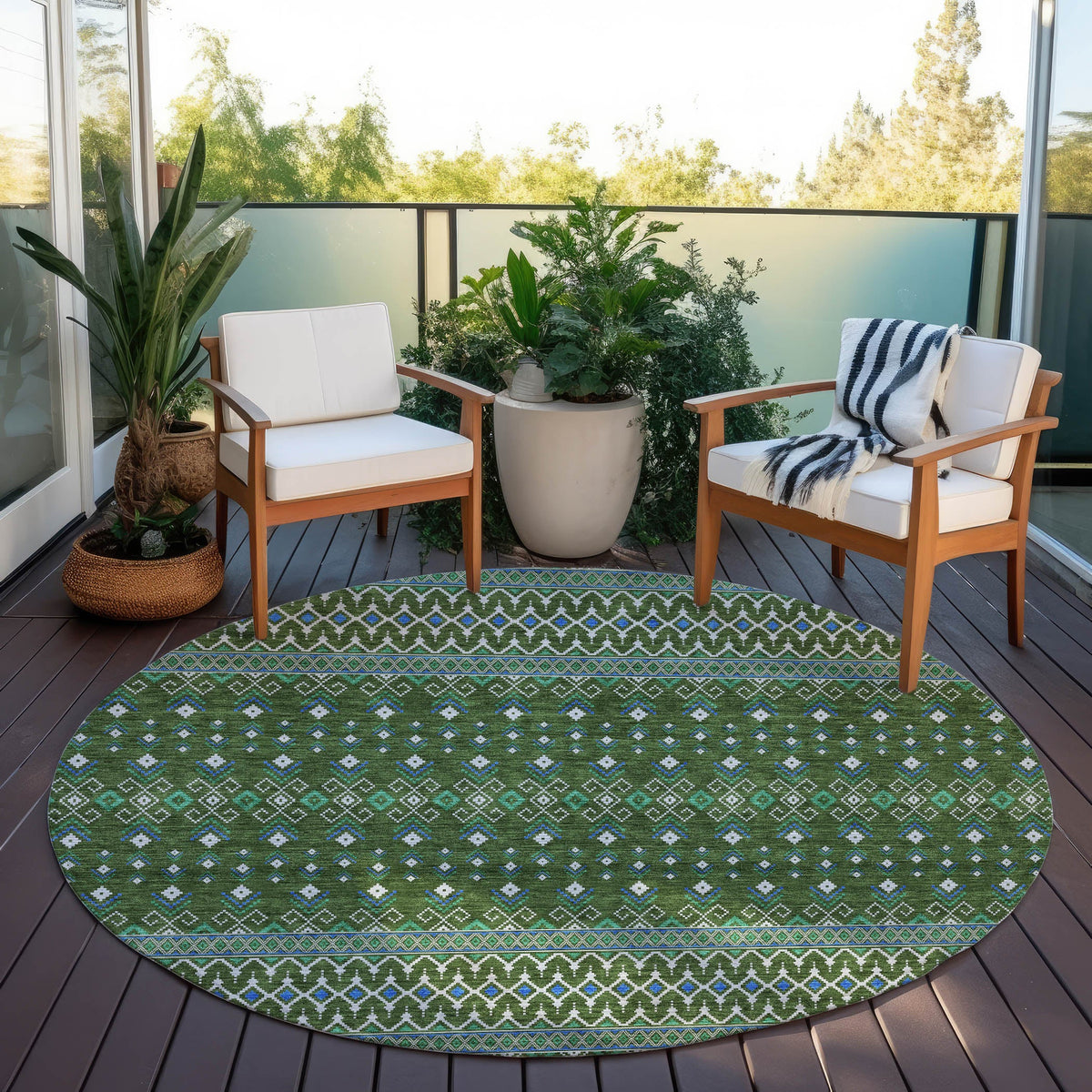 Addison Rugs Lazy Rivers Olive Washable Indoor-Outdoor Rug
