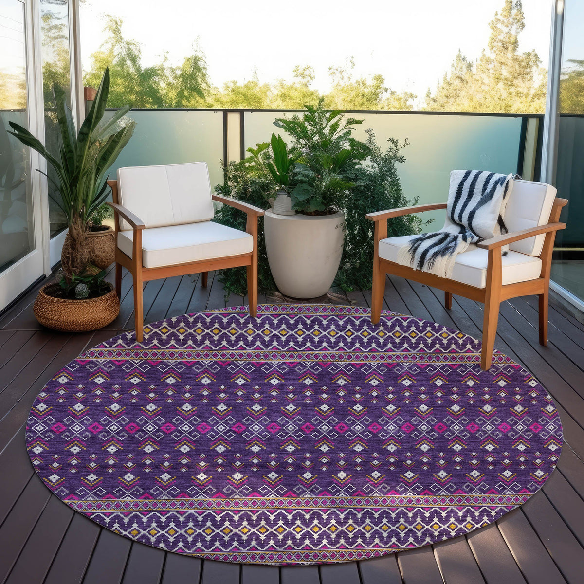 Addison Rugs Lazy Rivers Purple Washable Indoor-Outdoor Rug
