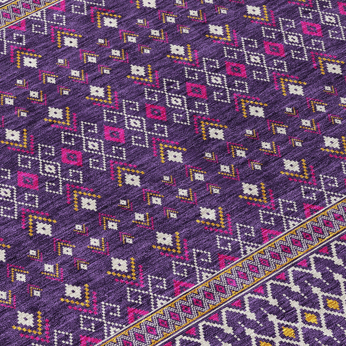 Addison Rugs Lazy Rivers Purple Washable Indoor-Outdoor Rug