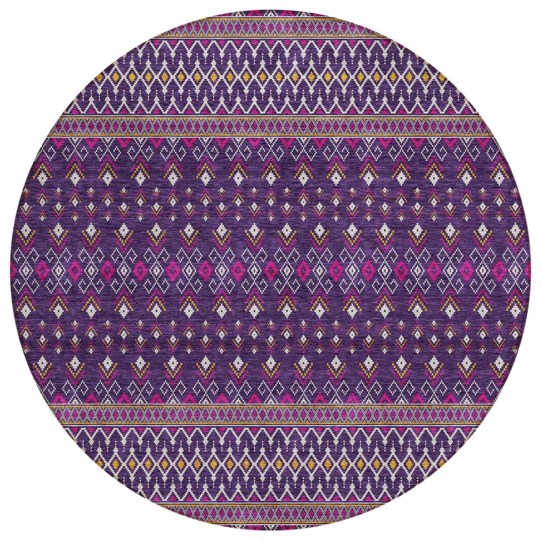 Addison Rugs Lazy Rivers Purple Indoor-Outdoor Rug with Matching Throw