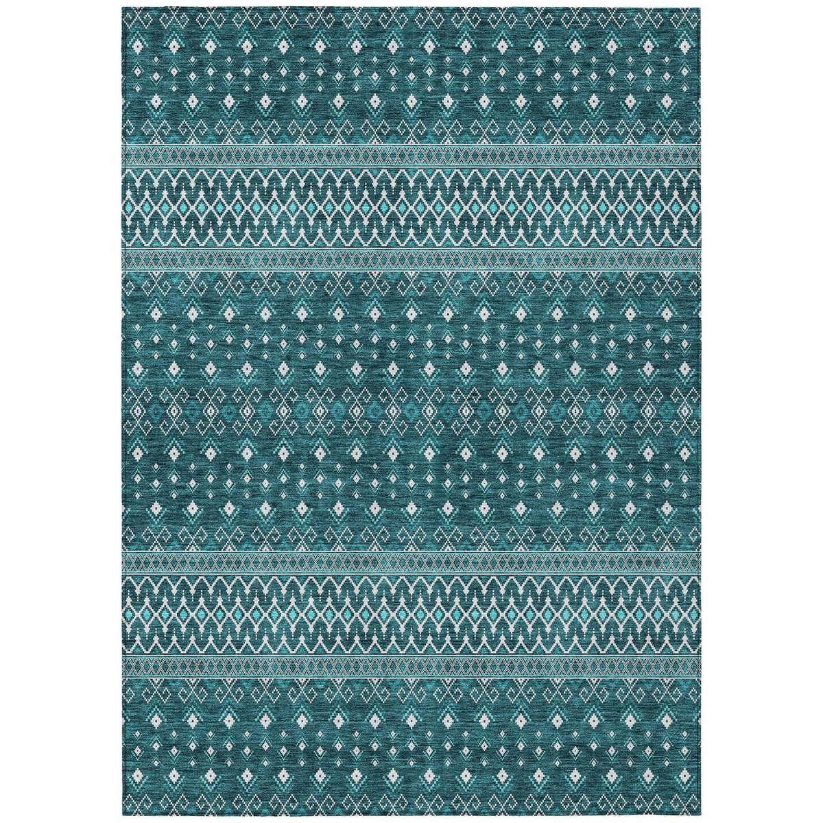 Addison Rugs Lazy Rivers Teal Washable Indoor-Outdoor Rug