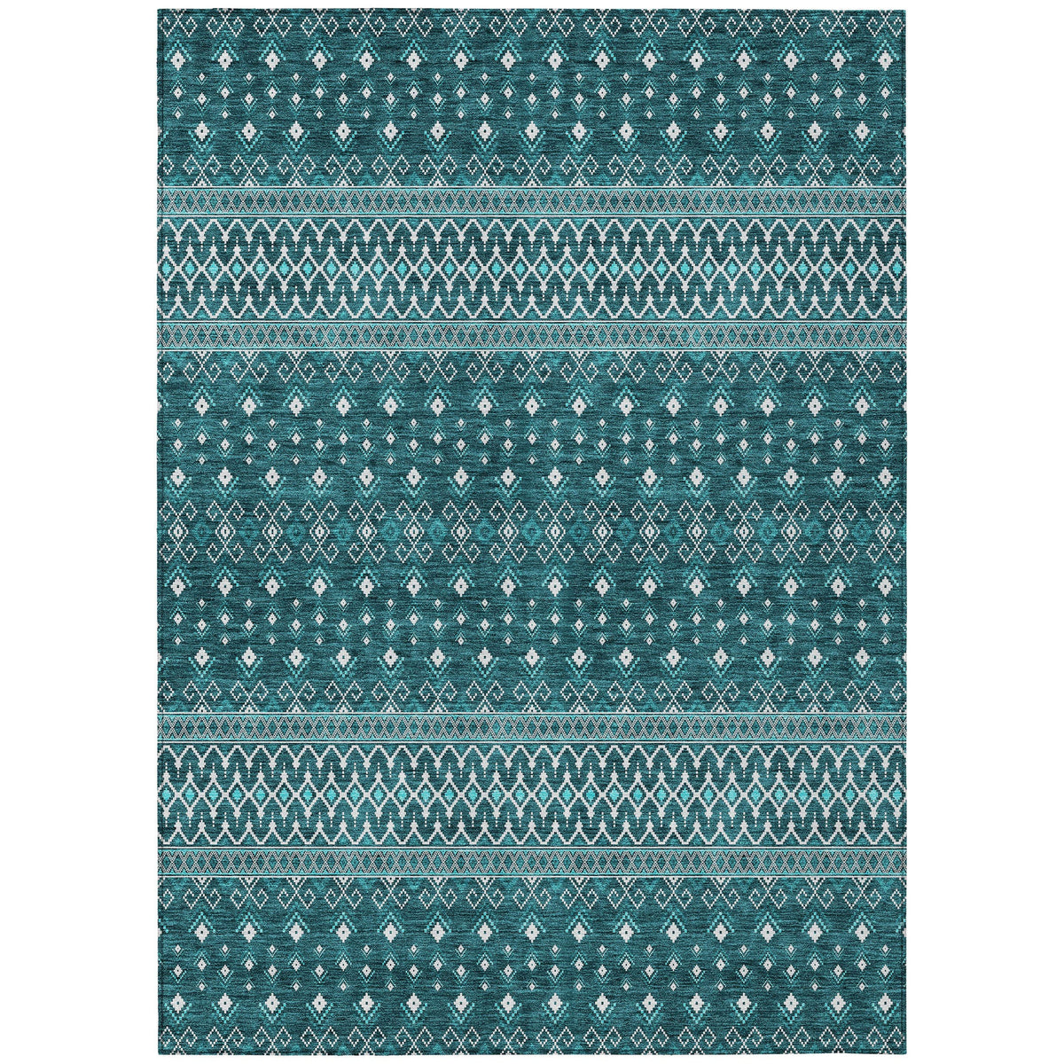Addison Rugs Lazy Rivers Teal Washable Indoor-Outdoor Rug