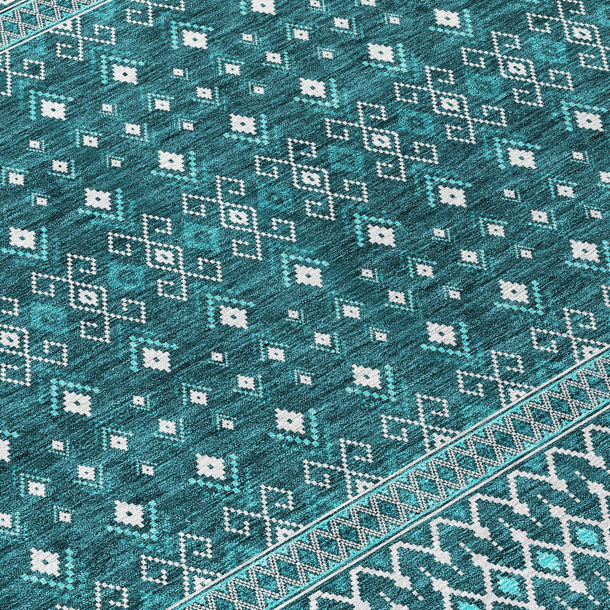 Addison Rugs Lazy Rivers Teal Washable Indoor-Outdoor Rug