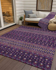 Addison Rugs Lazy Rivers Purple Indoor-Outdoor Rug with Matching Throw