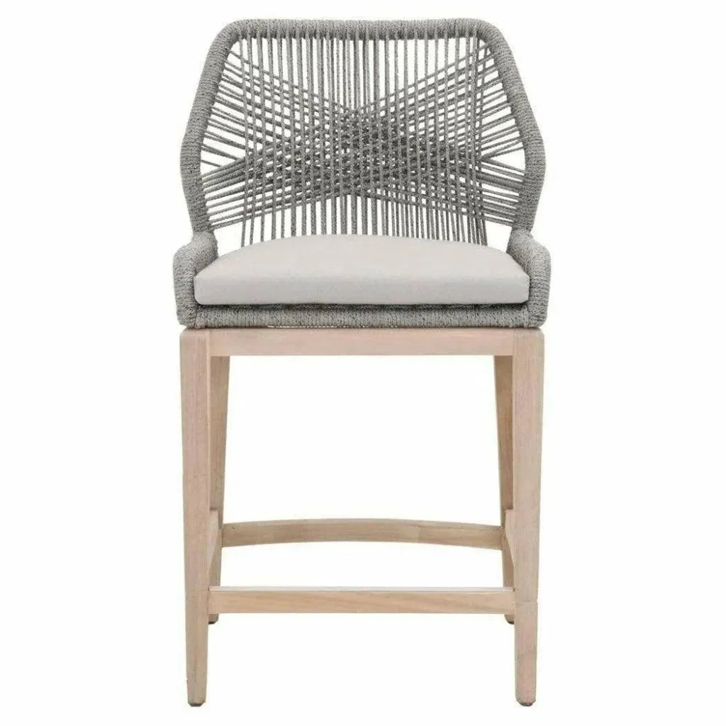 Loom Outdoor Rope Counter Stool Platinum Rope Wood-Outdoor Counter Stools-Essentials For Living-LOOMLAN